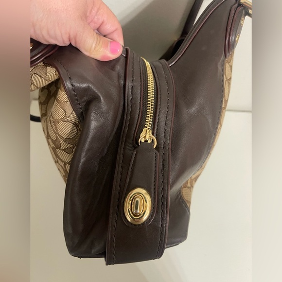Vintage Y2K Coach Eddie Brown /Tan Signature Shoulder Bag - Picture 10 of 12